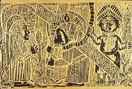 Ademola Olugebefola USVI Burden of Injustice woodcut